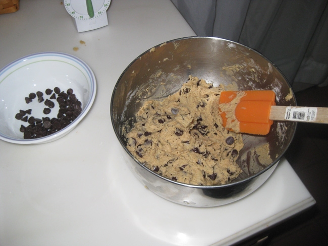 Mixing in the Chips and Espresso with the batter